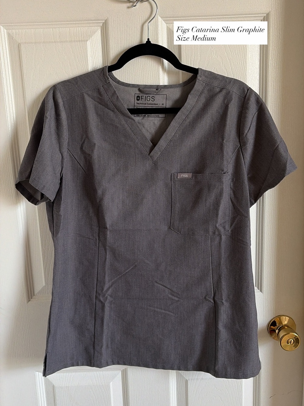 FIGS Catalina Slim Scrub Top in Graphite Medium
